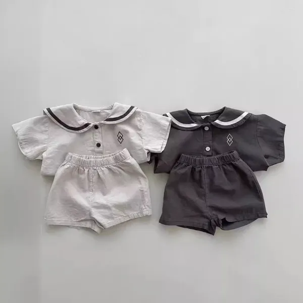 Kleidungssets 2024 Baby -Set -Design inspiriertes Muster Rundem Hals kurzärärmisch für Sommer vielseitige Jungen und Mädchen Pullover