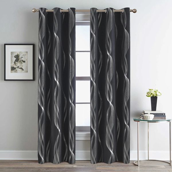Ondas de água Janela de cortina de blackout imprimida para sala de estar quarto de sombra alta cortinas grossas cortinas da porta preto cortina 240325
