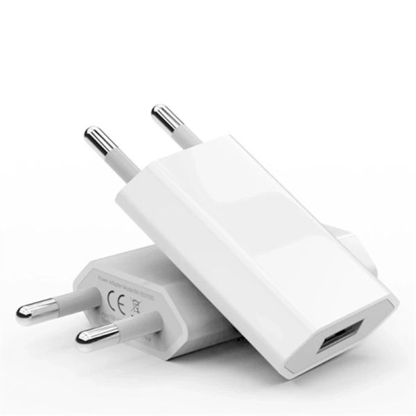 10pcs/lotto 5V 1A EU US US USB Caricatore telefonico Adattatore Eu/USA Caricatore da viaggio da parete Plug per iPhone Samsung Xiaomii