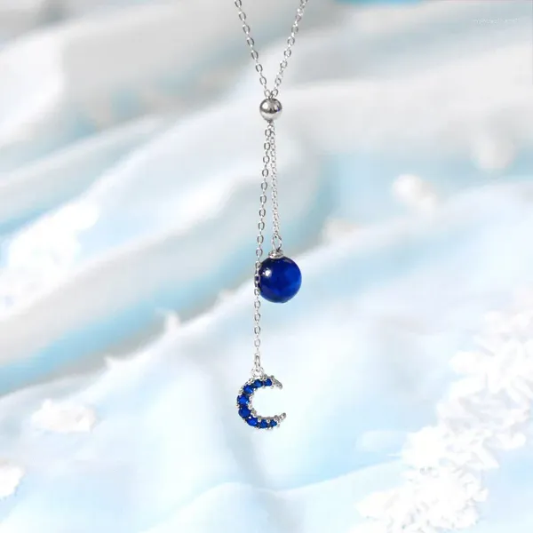 Pendenti 925 sterling argento blu sogno cristallo luna coglione collane per girocollo per donna donna sterling-silver-jewelry