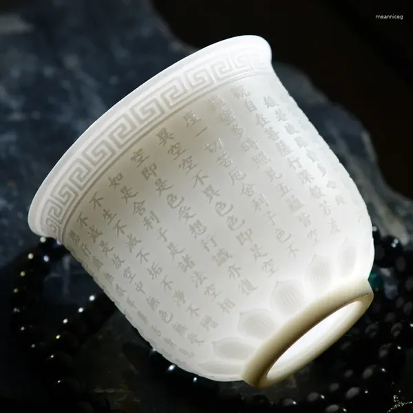 Tee -Sets Tee Tasse Keramik Master Single Herz Sutra Lila Sand Schaf Fett Jade weißes Porzellan hundert Segen persönlich
