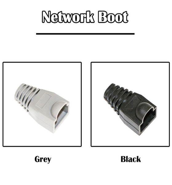 100 pezzi Connettore per cavi Networking Boot Cat 5ECAT 6 Blackgrey Ethernet RJ45 LAN3677367