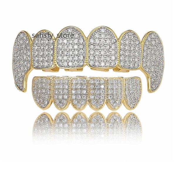 Горячая продажа Custom Grillz Hand Set VVS Moissanite Zig-Zag Settion Diamonds Gold Grillz