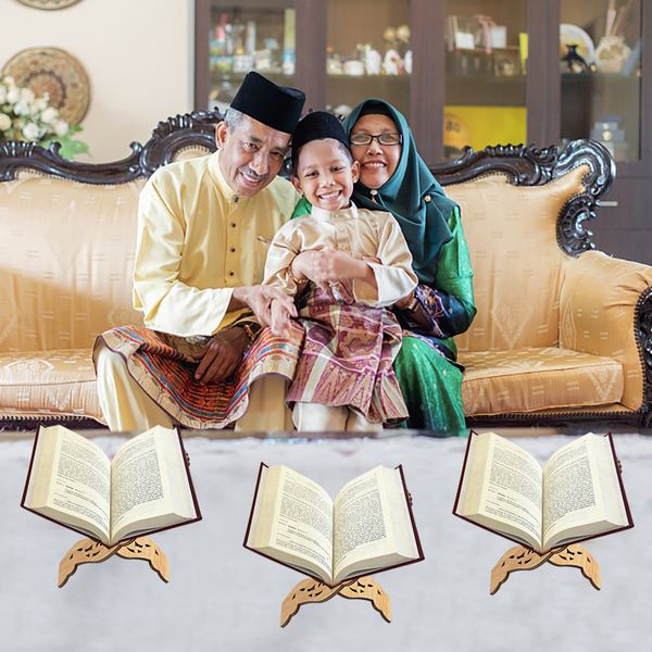Eid Mübarek Ahşap Kitap Raf Kur'an Kerim Raf Eid Al Adha İslam İncil Kitapları Stand Tutucu Ev İslam Müslüman Festival Hediyeleri