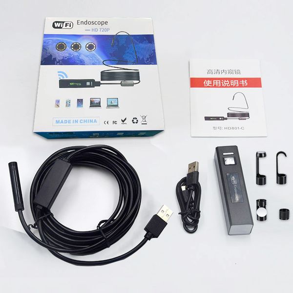 720p 8mm Endoscópio Câmera USB Tipo C 3 em 1 Para Android Mobile PC Laptop IP68 Comprimento 5M Fio duro