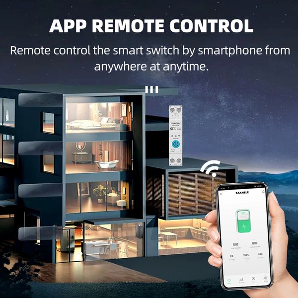 63A Tuya WiFi Smart Switch 1p Circuito Divirtório Medidor de energia KWH Medição de energia Timer Relé MCB Smart Life Vida Corrente Proteção