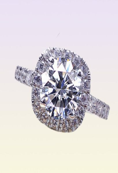 Solitaire Ring 100 Anel de noivado de laboratório 13 redonda Brilhante de diamante quadrado anel de halo Dream Band Band With Box 221103209103
