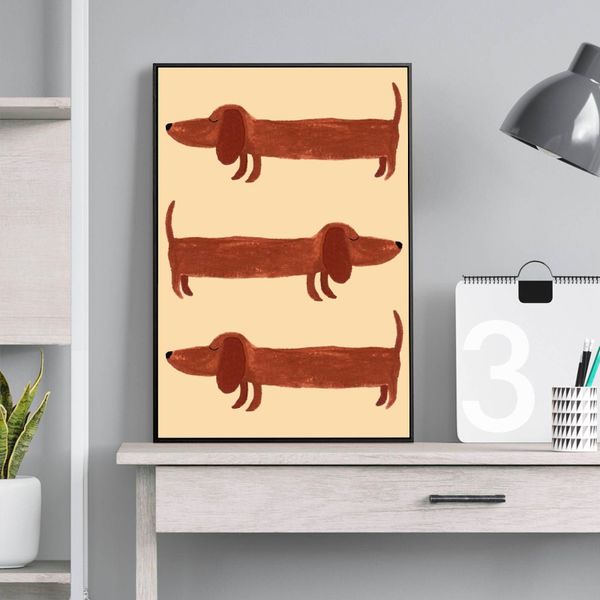 Cute Dachshund Dog Poster Salusagedog Paintando Funny Animal Wall Art Picture para Modern Living Room Home Decoration