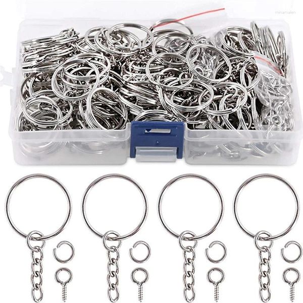 Schlüsselanschlüsse 450pcs Schlüsselringe mit Ketten -Open -Jump -Ring -Anschluss und Schrauben von Augennadeln zum Herstellen von Schmuckstücken