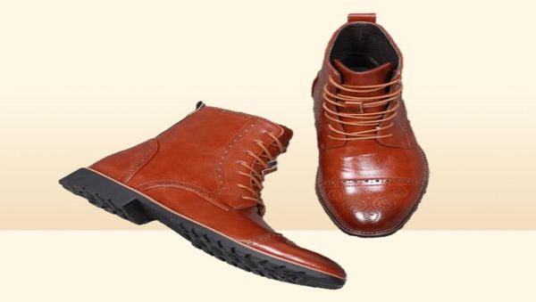 Hot Sale-Big 46men PU Leder Schnüre-up-Schuhe hochqualitativ hochwertige Männer Vintage British Boots Herumn Winter Plus Size5499290