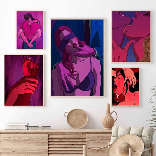 Özet Seksi Çıplak Kadın Erkek Sevgilisi Çıplak Vücut Seks Posterler Tuval Yetişkinler Duvar Sanatı Resim Modern Ev Dekor Bar Yatak Odası