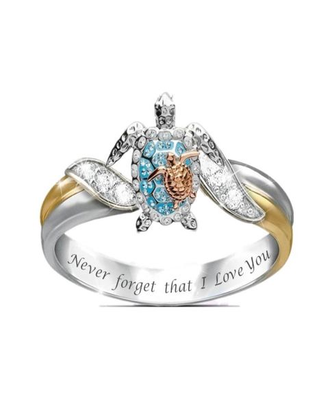 Unicorn Animal Rings Schmuckzubehör niedliche Schrift lieben Sie immer gold silberplattierte Frauen Band Ring Fashion 2 3HJ M27895691