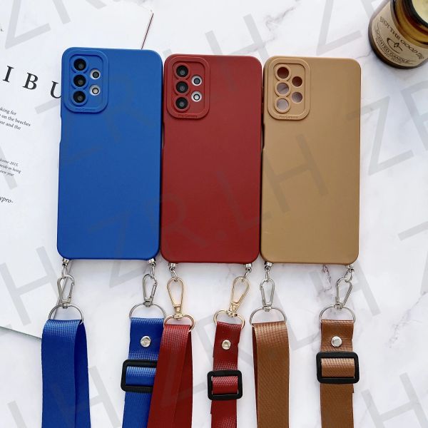 Crossbody Lanyard Halskette Weiches Silikongehäuse für Xiaomi Mi 11 Lite 5G Ne Redmi Anmerkung 10 12 9 8 7 Pro 11s Kabelbandkettenabdeckung