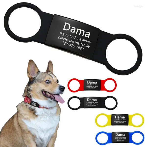 Vestuário para cães personalizáveis etiquetas de silicone colar de aço inoxidável Tags de identificação de endereço para cães gatos