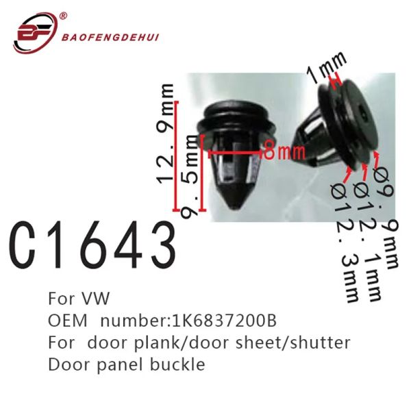 1K6837200b 25x Türverkleidung Montageclips für VW Golf R32 GTI Rabbit MK5 Verschlusstür Panel Schnallenwagen -Clips 1K6837200B C1643