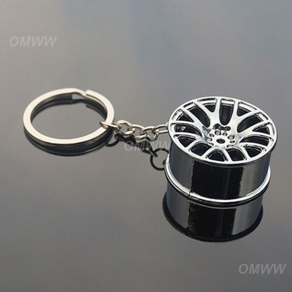 Creative Wheel Rim Keychain Men Metal Car Key Pingente Mini Hammer Wrench Tool Keychain Speed Speed Gear Head Chain