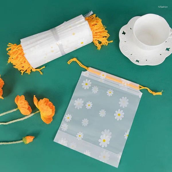 Aufbewahrungstaschen Kleine Chrysanthemen -Peeling -Bündel -Taschengeschenke Kleidung werden transparent Kosmetik Pull Seil Großhandel gelagert