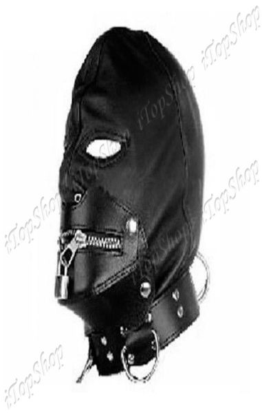 Bondage Zipper Gimp Head Mask Restrizione Cappuccia Funta Cablatura in pelle Fetish UK New R5016701125