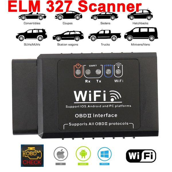 V1.5 WiFi ELM327 Codice automobilistico Reader nel telefono Codici di errore Android/iOS ODB2 Spostamento per telefono App gratuita OBD2 Mini Scanner auto WiFi ELM327