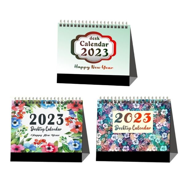 Calendário da mesa 2023 Ano novo 12 meses calendário de mesa em pé Designs mensais coloridos para professores de escritório de trabalho