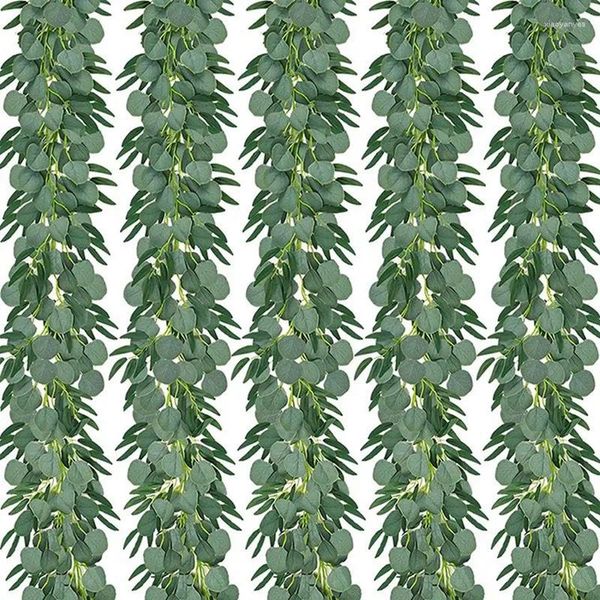 Fiori decorativi jfbl eucalipto artificiale con salice ghirlanda foglie di pianta di vite finte vegetazione in finto dollaro d'argento