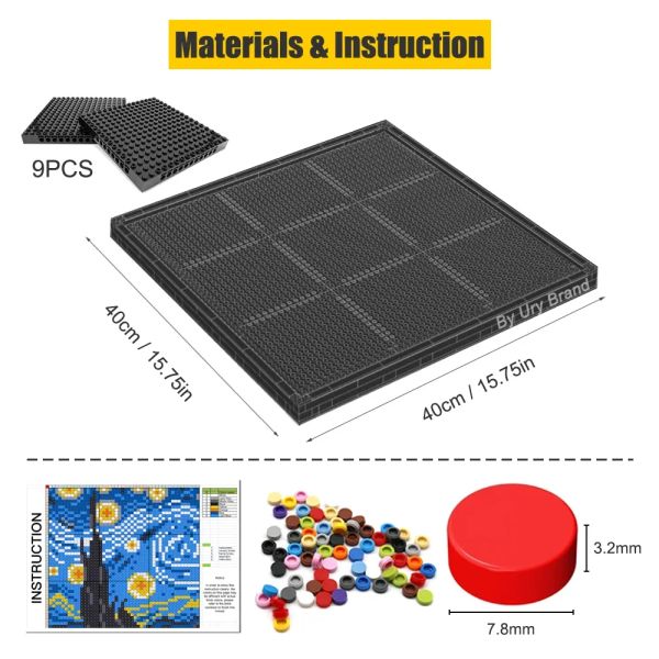 Kreative Pixelkunst DIY Mosaikschstene von Bausteinen Room Dekorative Pop World berühmtes Gemälde Sternennacht Rahmen Set Spielzeuggeschenk