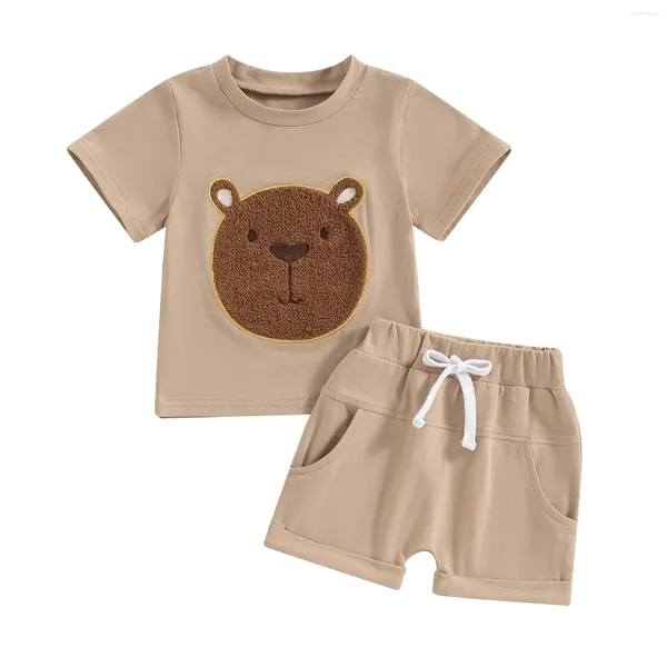 Set di abbigliamento per bambini abiti estivi abiti estivi t-shirt da ricamo e pantaloncini casual per bambini