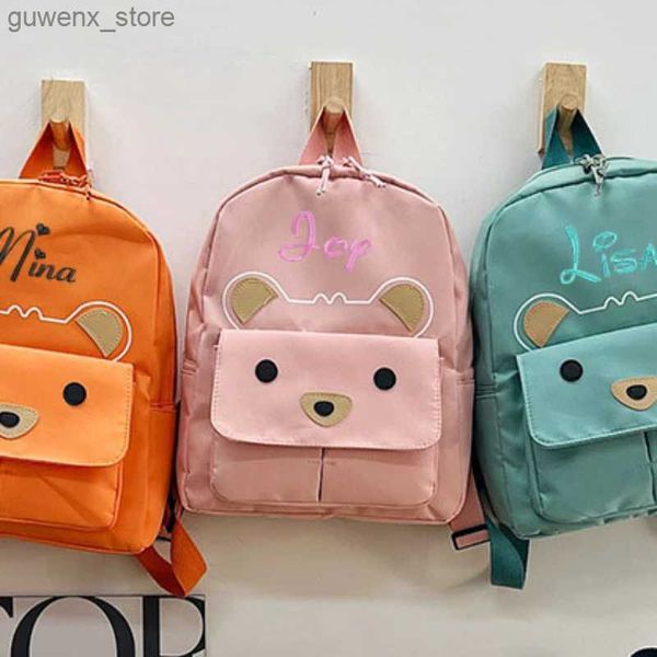 Mochilas personalizadas seu nome Childrens Backpack New Kindergarten Backpack Backpack de 1 a 3 a 6 anos de idade, garotas e garotas fofas Y240411