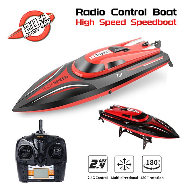 TKKJ 4CH RC BOOT H101 2.4G High Speed Remote Control Racing Electric Boat de 180 graus de barcos de velocidade de brinquedo modelo para crianças 28 km/h