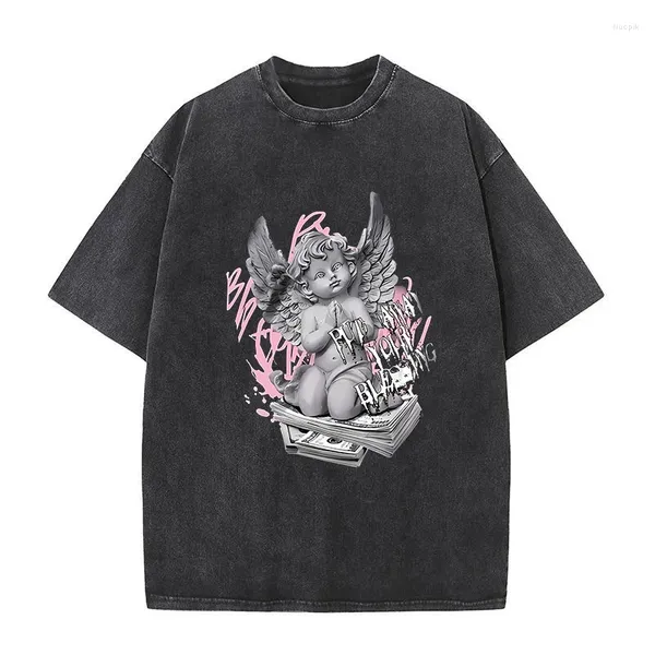 Camisetas femininas Angel Art Baby Prind Summer Cotton Camisetas para mulheres unissex hip hop gótico retro diariamente use roupas de manga curta roupas de manga