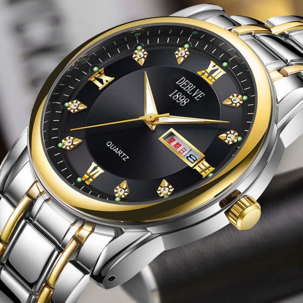 Designer maschi's watch non meccanico in quarzo business a doppio calendario grande quadrante in acciaio di precisione in acciaio impermeabile impermeabile