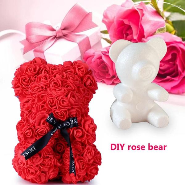 Flores decorativas de 20 cm de espuma Rose urso molde cabeças artificiais do Dia dos Namorados Diy Polystyrono Styrofoam Presente de aniversário para namorada