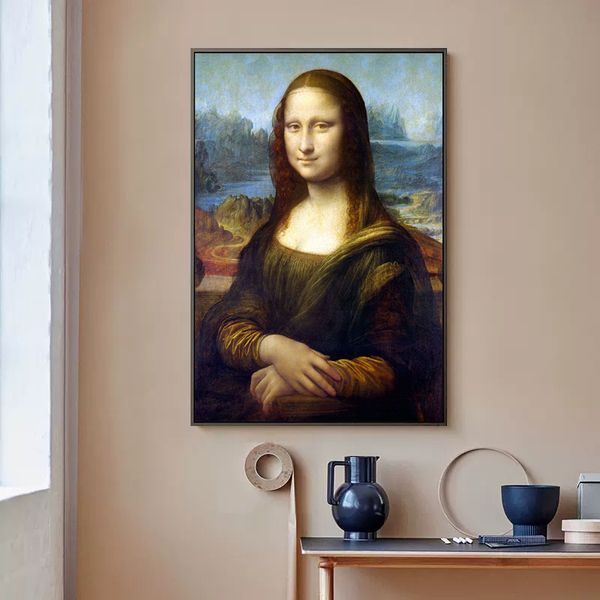 Berühmter Leonardo da Vinci Artwork Mona Lisa Salvator Mundi Leinwand Malerei Ausdruck Wandkunst für Wohnzimmer Wohnheimdekoration