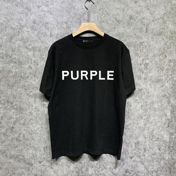Magliette da uomo 2024 Summer Fashion Purple Brand Simplicity Letter T-shirt per Stampa per uomini Cotton Round Neck Streetwear Unisex