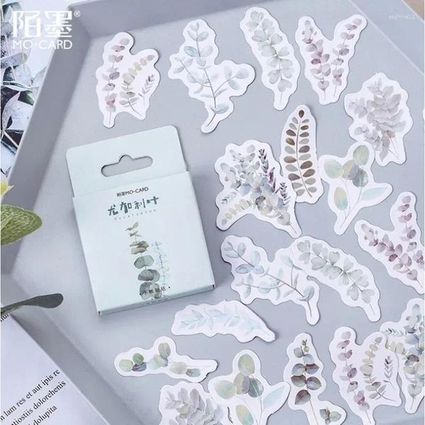 Embrulho de presente 45pcs pequenos adesivos de planta fresca eucalipto adesivos de papelaria de folhas de papel decoração escolar de papel decoração