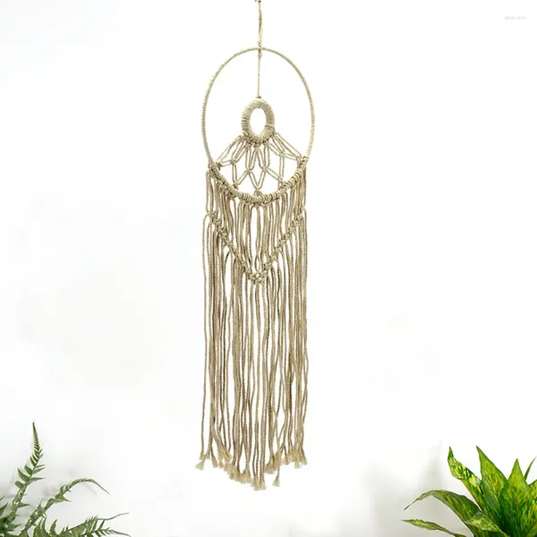 Arazzi Macrame Wall Hanging Dream Catcher con perle colorate di piume bianche per decorazioni per la casa decorazione per la casa.