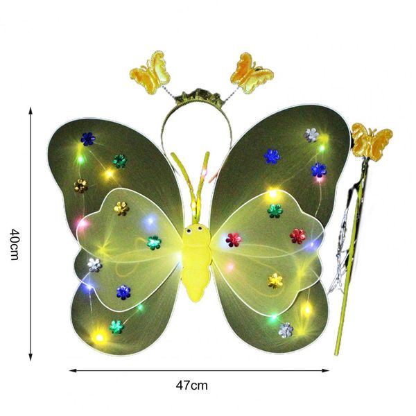 3pcs/set Glowing Butterflies Wing ALIMENTI COLINULE CANDA FAIRY SUCE ACCESSORI COSTUTTO Accessori per bambini