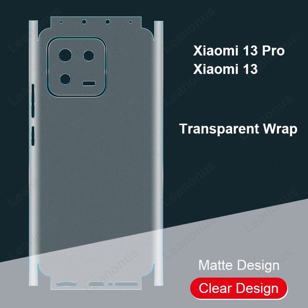 Прозрачная прозрачная 3 -метровая обертка для Xiaomi 13 14 Pro Back Ecrection Protector Plom Plom Plam