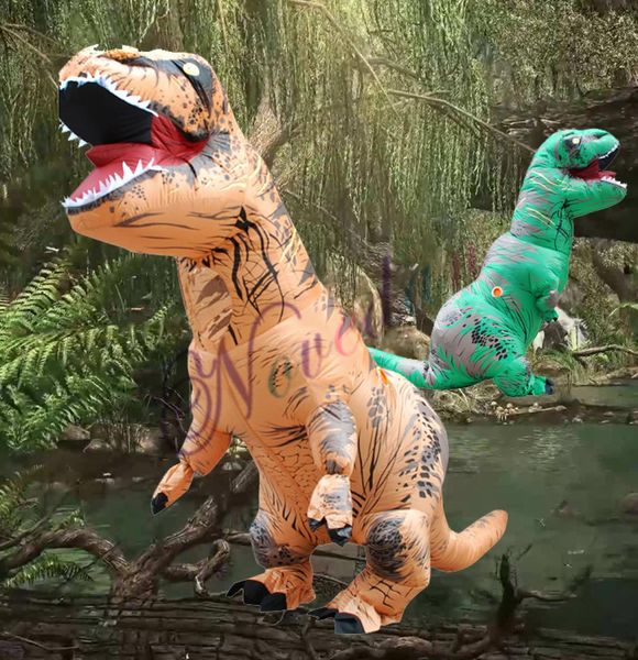Halloween e Natale Dinosaur per adulti T Rex Costume Jurassic World Park Blowup Dinosaur Insflable COSTUTTO MASCOTTA COSTUTTO T6698030