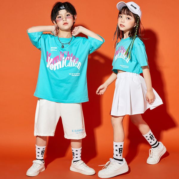 Kinder Hip Hop Dancing Kleidung T -Shirt Tops Streetwear Shorts Rock für Mädchen Jazz Danz Kleidung Kostüm Cheerleader Kleidung
