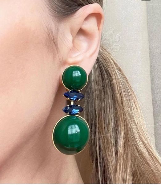 Dangle Ohrringe Europa Amerika Vintage Grüne Acrylkreis am Haftstadium Ohrring Ohrclip Frauen Schmuck Trendy Ins