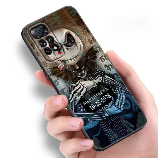 O Nightmare Before Christmas Telefone Case para Xiaomi Redmi Note 7 8 9 10 11 8t 10t 9s 10s 11s 4g 11e 11t Pro 5g Cover preto macio