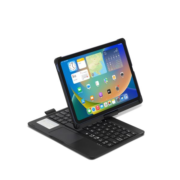 Tastaturen Laptop Clamshell Neueste 360 -Grad -Rotation Touchpad Wireless Tastaturkoffer für iPad 10. mit ccolorful Hintergrundbeleuchtung