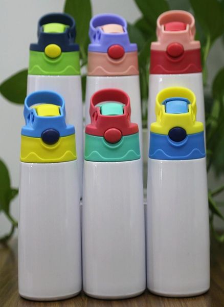 12oz Sublimation Bounce Tassen Blank Wärmeübertragung Druckwasserflasche für Kinder farbenfrohe gerade isolierte Wasserkessel mit Brustwarzen LID4609933