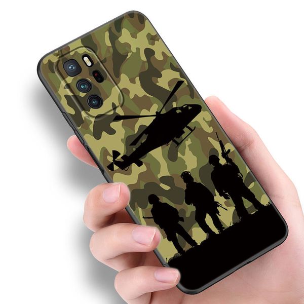 Camouflage Camo Military Phone Hülle für Xiaomi Redmi Note 7 8 9 10 Lite 11 11e 11t 12 Pro 11s 4g 10t 5g 8t 9s 10s Schwarze Abdeckung