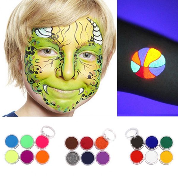 Pasta di vernice Pigmento concentrato Glow Dark Face Dark Body Paint Set 6 Colori fluorescenti per bambini adulti Halloween Makeup Kit