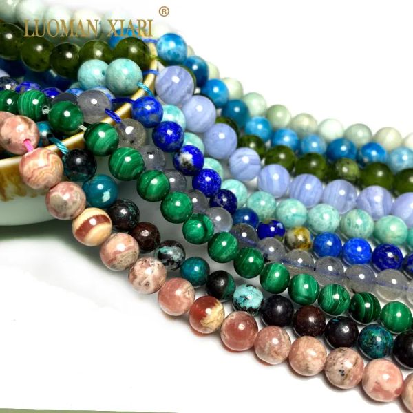 Tourmalina naturale di gemma di gemma opale opal aquamarine jade turchese in quarzo perle di pietra rotonda per gioielli che producono braccialetto fai -da -te