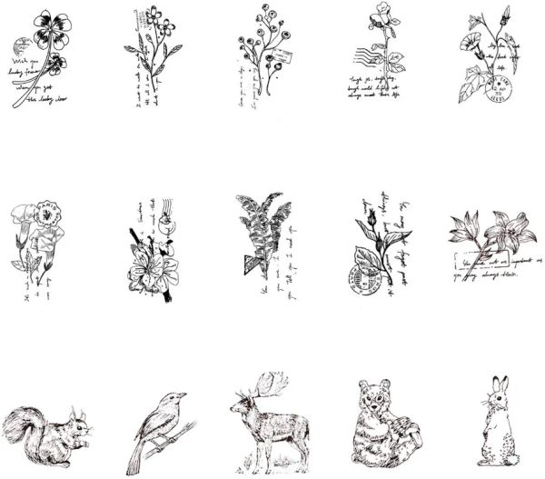 Forest World Animali carini fiori piante francobolli in legno fai da te per la decorazione di scrapbooking