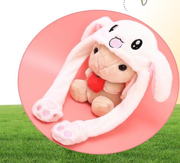 Neue Mode niedliche Netred Toy Plüsch Tierhut mit langen Ohren, die Kaninchenohren Airbag Hut Kinder039s Geschenk weibliche Autu8911695 bewegen können