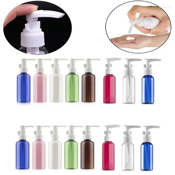 Speicherflaschen 5pcs 30/50/100 ml Plastikpet Pumpenspender Transparent für Lotion Massageöle Shampoo nachfüllbare leere Behälter